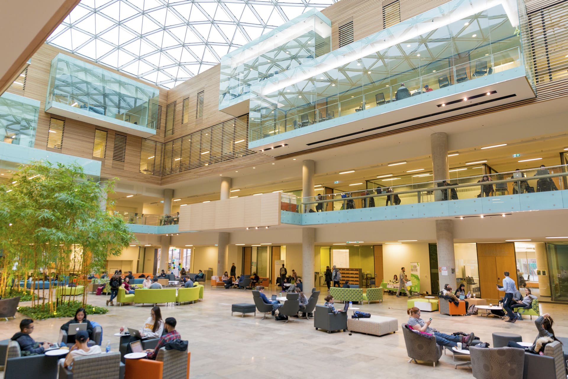 The atrium in Lazaridis Hall on the Waterloo campus