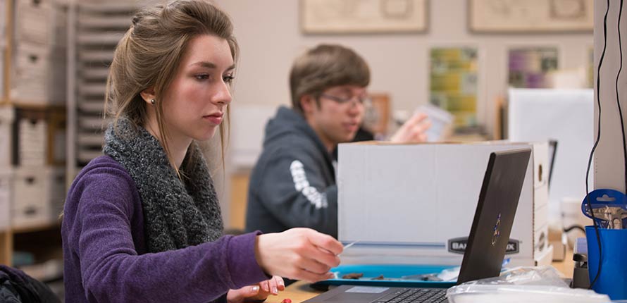 Student in lab working