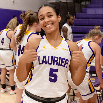 female laurier basketball athlete smiling 