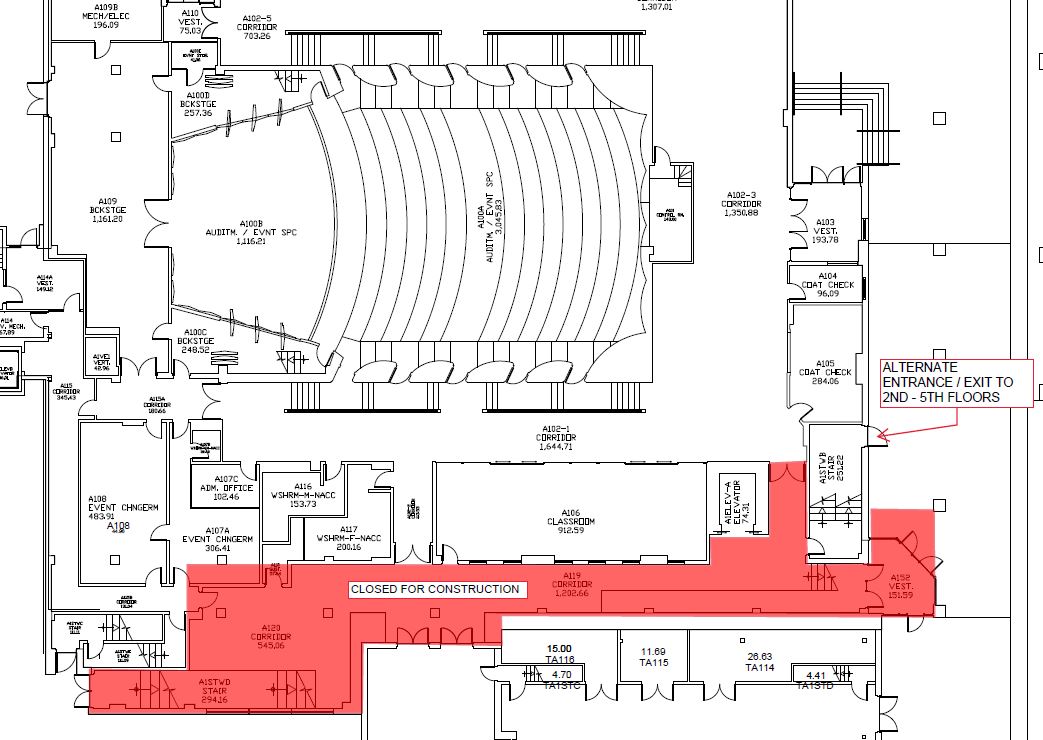 aird building main hallway closure