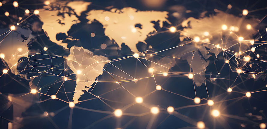 Illustration of the globe with twinkle lights