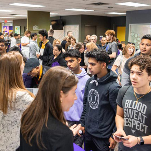 Students interacting at Milton Preview Day