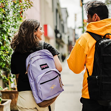 Two students walking in Milton, Ontario.