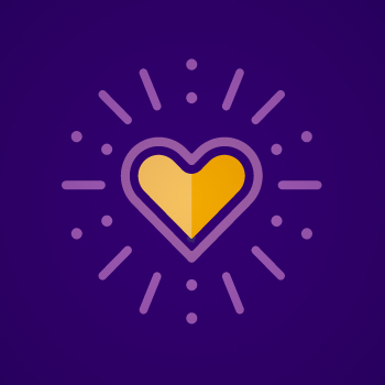 Gold heart on a purple background