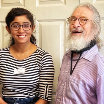 Virtual Village project manager Mansi Vyas and Parkwood resident James Hunsberger